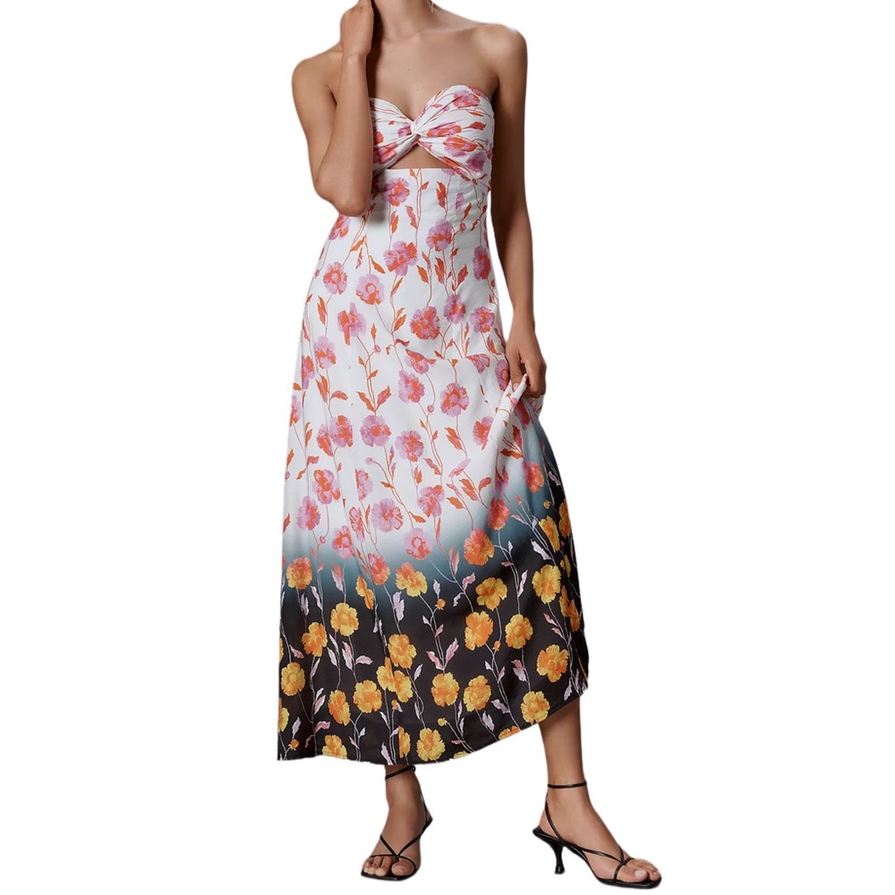 Anthropologie Essentiel Antwerp Heorgia Strapless Cutout Midi Dress NWT